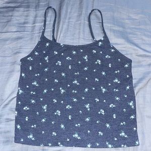 dark and light blue floral crop tank top! the brand is american eagle.